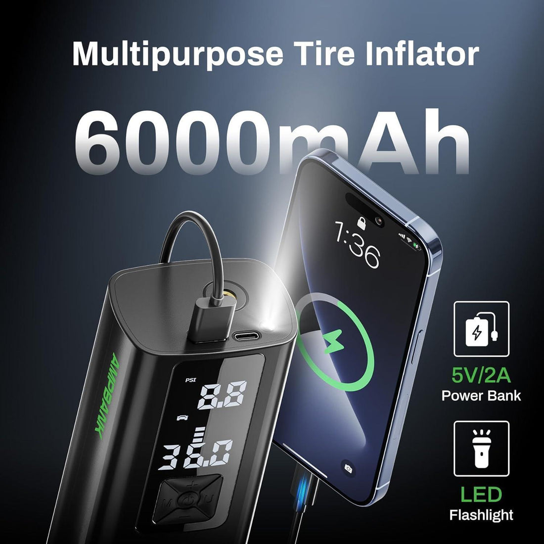 Portable Car Air Pump, Car Tire Automatic Air Pump Suitable For Cars, Motorcycles, Bicycles, Balls