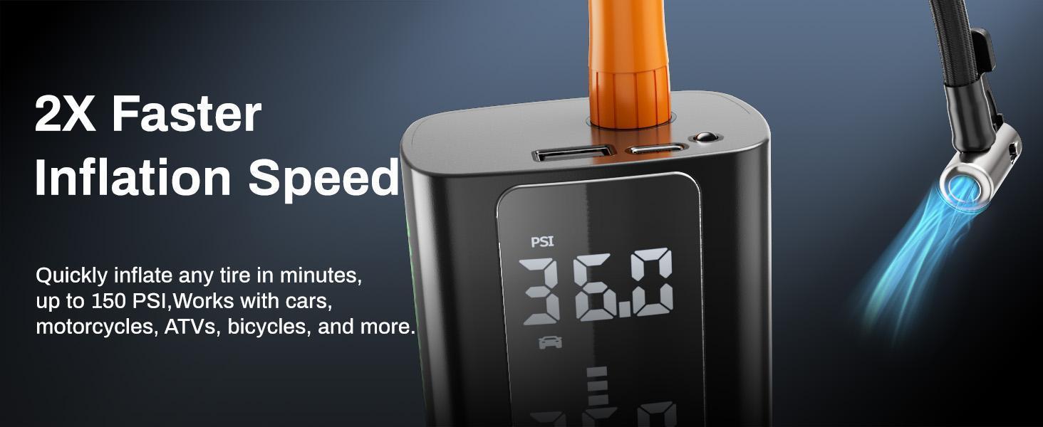 Portable Car Air Pump, Car Tire Automatic Air Pump Suitable For Cars, Motorcycles, Bicycles, Balls